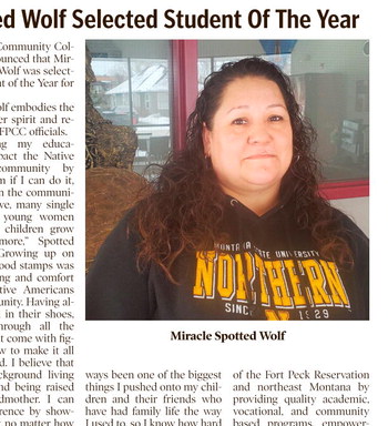 Spotted Wolf Selected Student Of The Year