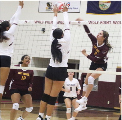 Poplar Edges Wolf Point In Conference Volleyball Action